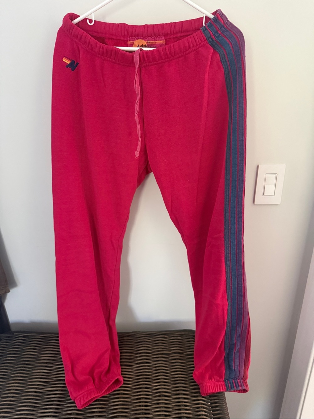 Women’s Raspberry Sweatpants with Side Stripe - Aviator Nation